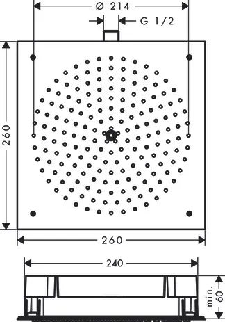 Kopfbrause Raindance 260x260mm Unterputz chrom Kopfbrause Raindance 260x260mm Unterputz chrom
