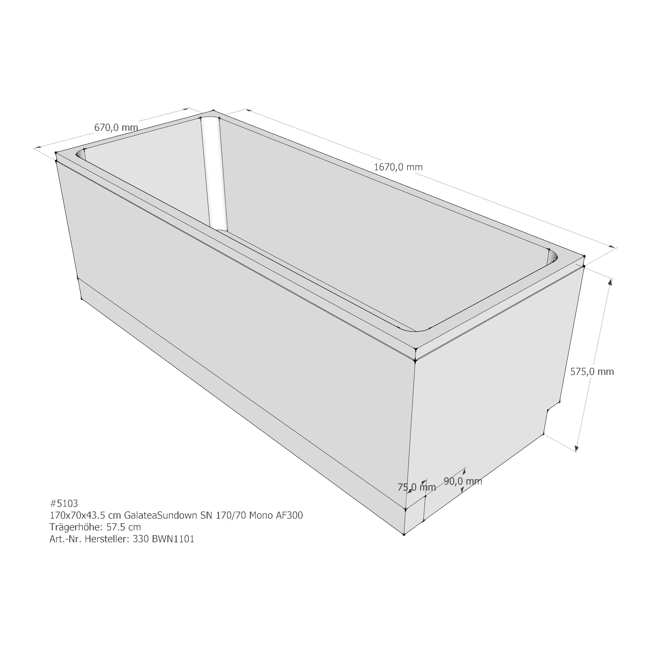 Badewannenträger für Galatea Sundown 170 × 70 × 43,5 cm Badewannenträger für Galatea Sundown 170 × 70 × 43,5 cm