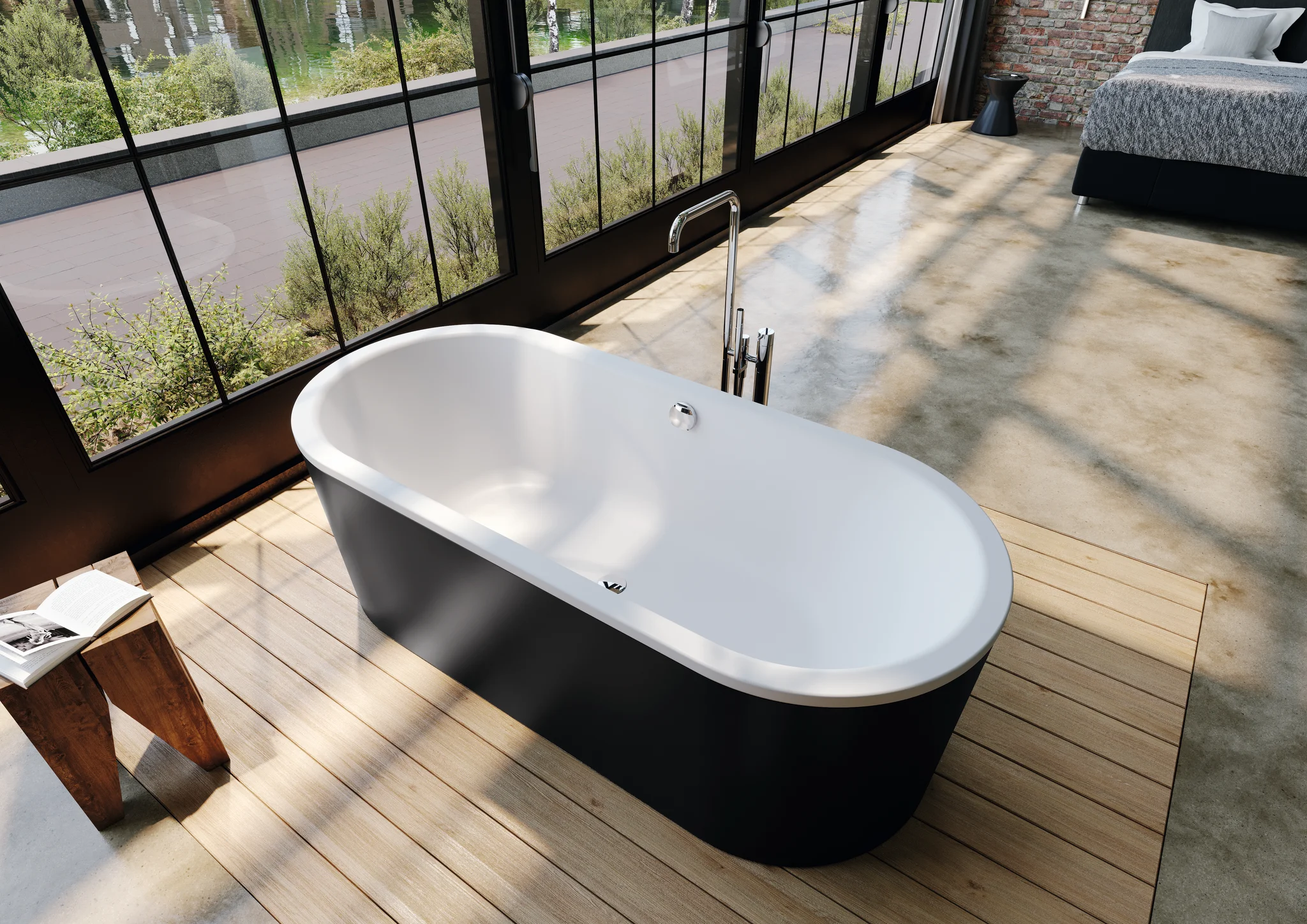 Kaldewei Badewanne „Classic Duo Oval“ freistehend oval 170 × 75 cm, ohne Grifflochbohrungen in schwarz