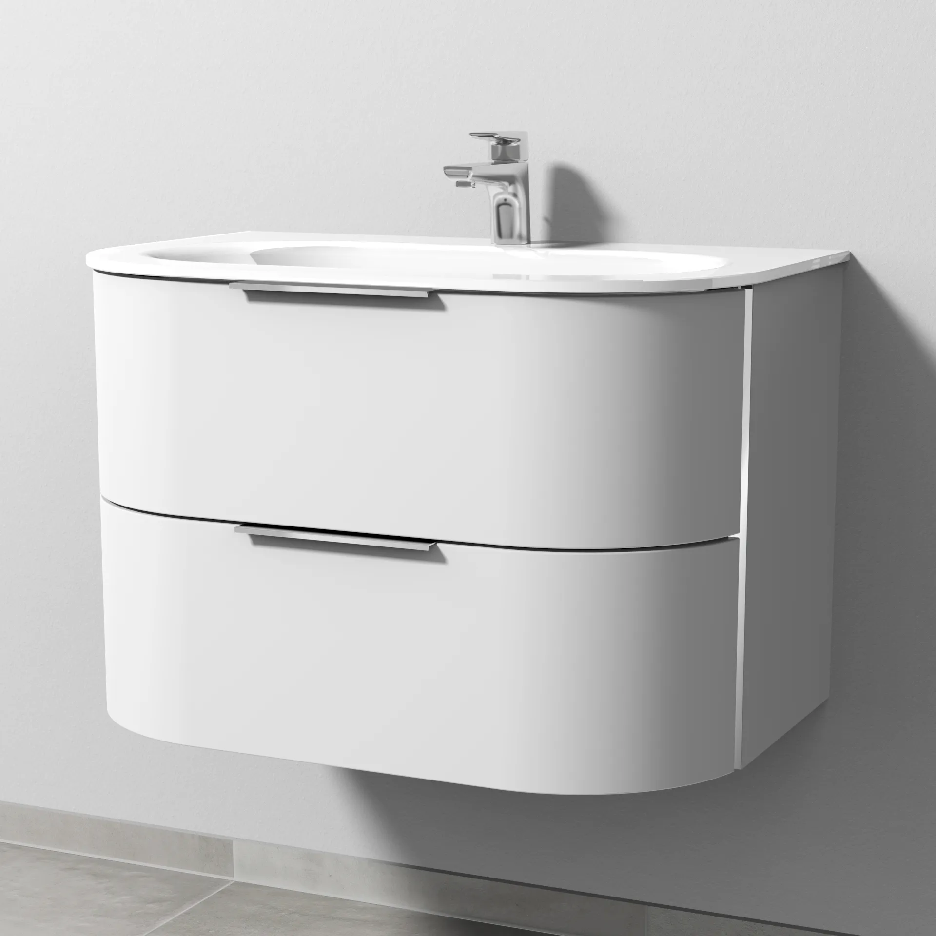 Glas-Waschtisch-Set mit Waschtischunterschrank „4balance“ 78,4 × 51,4 × 52,2 cm in Weiß (matt), ohne Beleuchtung Glas-Waschtisch-Set mit Waschtischunterschrank „4balance“ 78,4 × 51,4 × 52,2 cm in Weiß (matt), ohne Beleuchtung