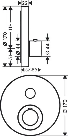 Thermostat UP Axor ShowerSelect Fertigset 1 Verbraucher rund chrom