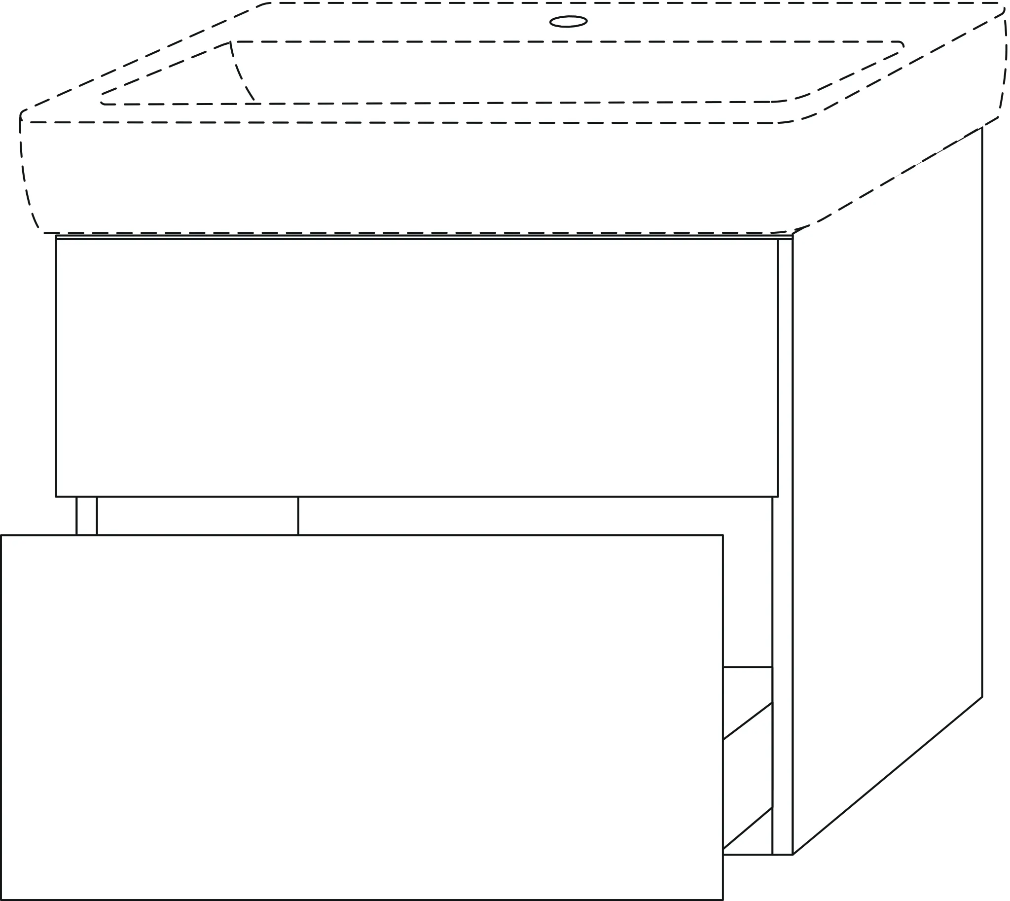 Waschtischunterbau mit Auszügen 3way (UP878) 588x690x407 Graphit-Matt