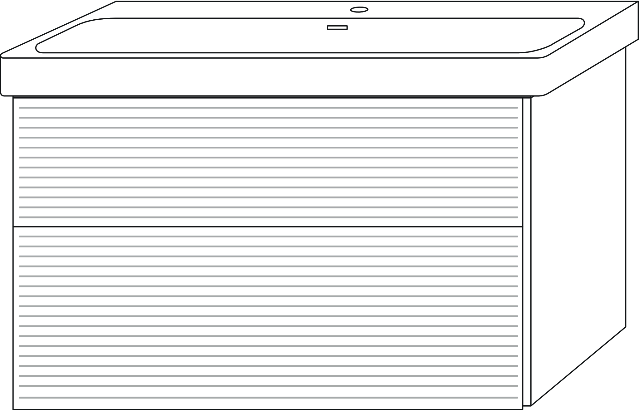 Sanipa Waschtischunterschrank „3way“ Struktur 950 × 588 × 453 mm in Weiß (glanz), mit Hahnlochbohrung, Becken mittig Sanipa Waschtischunterschrank „3way“ Struktur 950 × 588 × 453 mm in Weiß (glanz), mit Hahnlochbohrung, Becken mittig