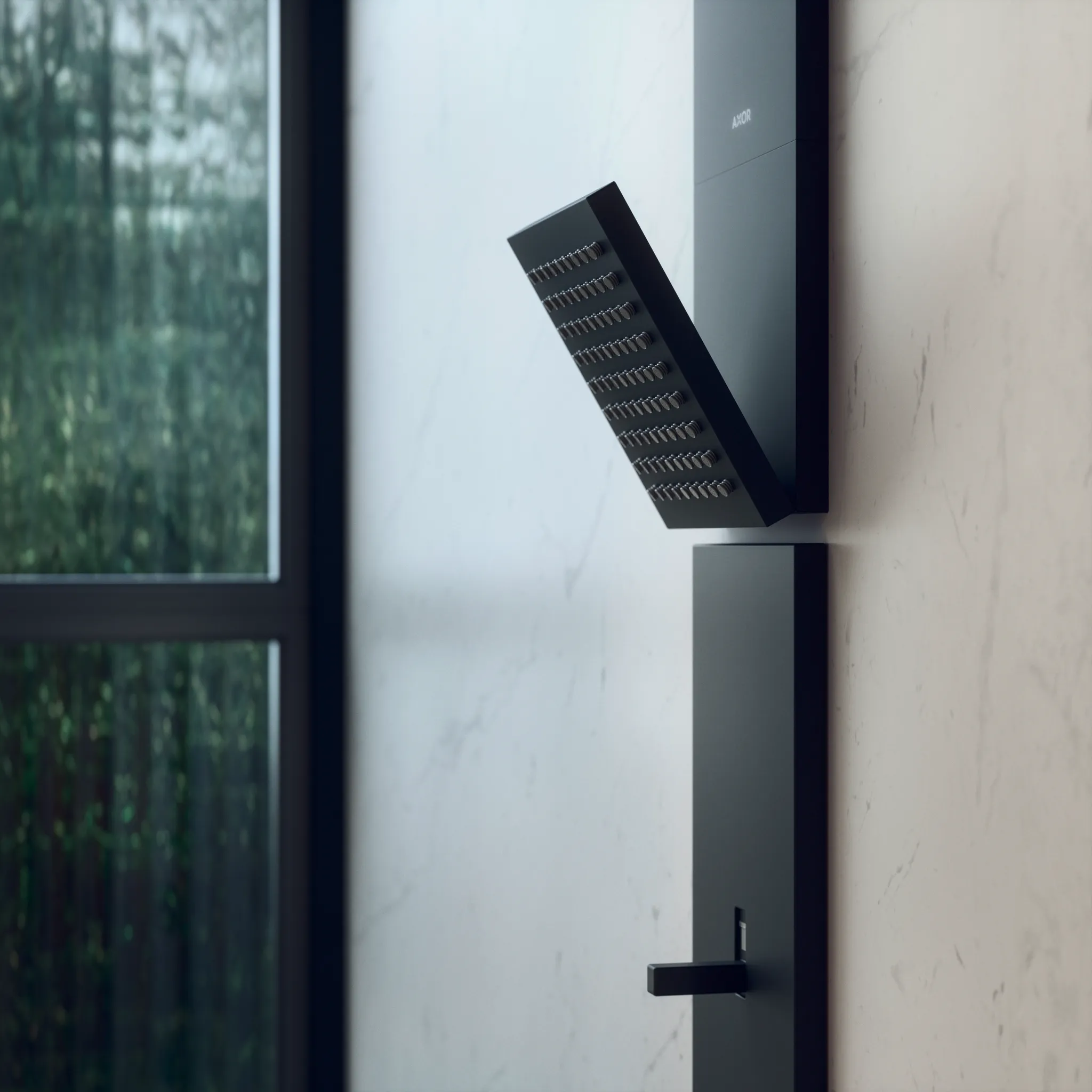 AXOR ShowerComposition Duschpaneel mit Thermostat, Kopfbrause 110/220 1jet und Schulterbrause Chrom