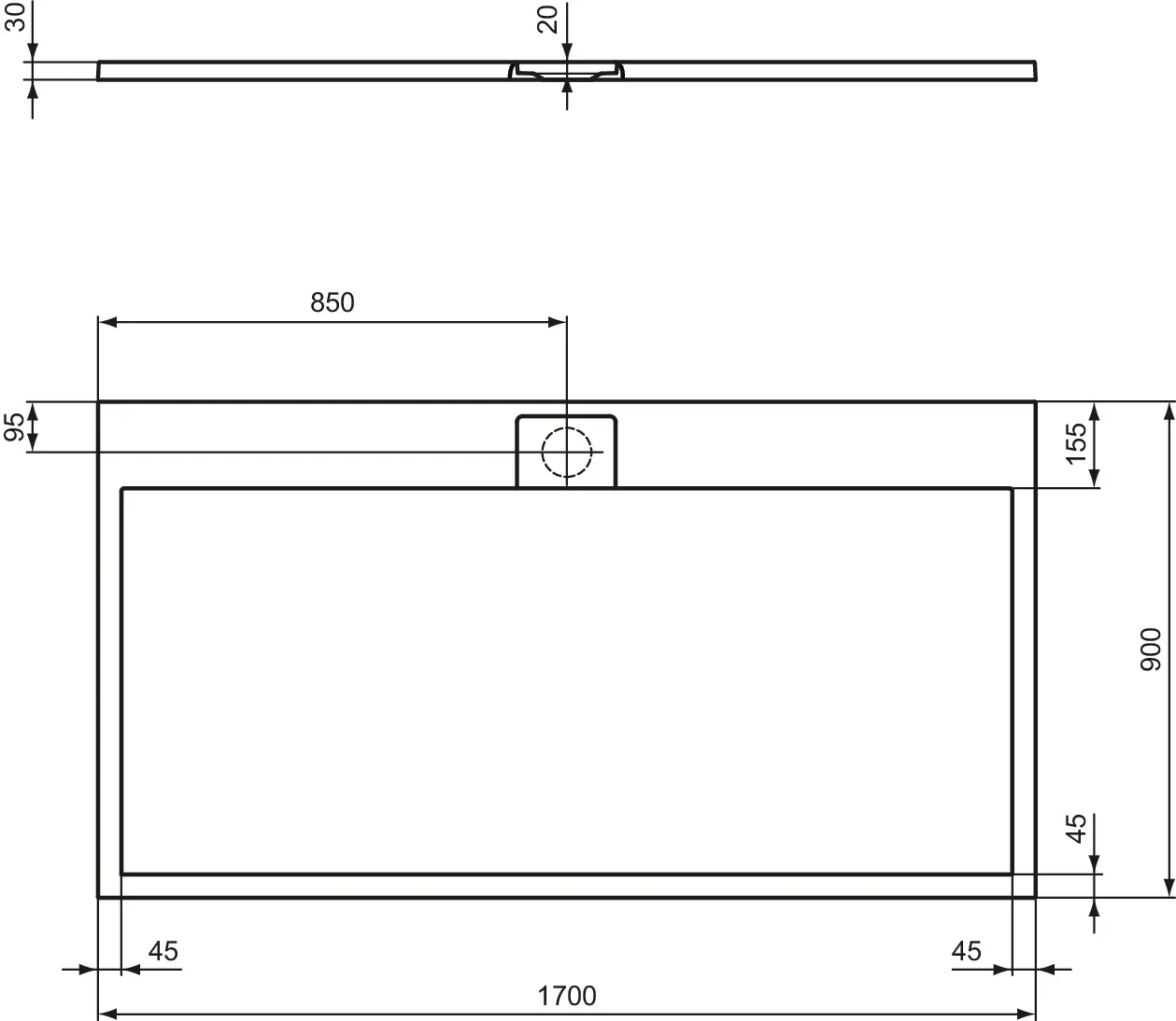 Ideal Standard Duschwanne „UltraFlatSi.life“ 90 × 170 cm in Sandstein