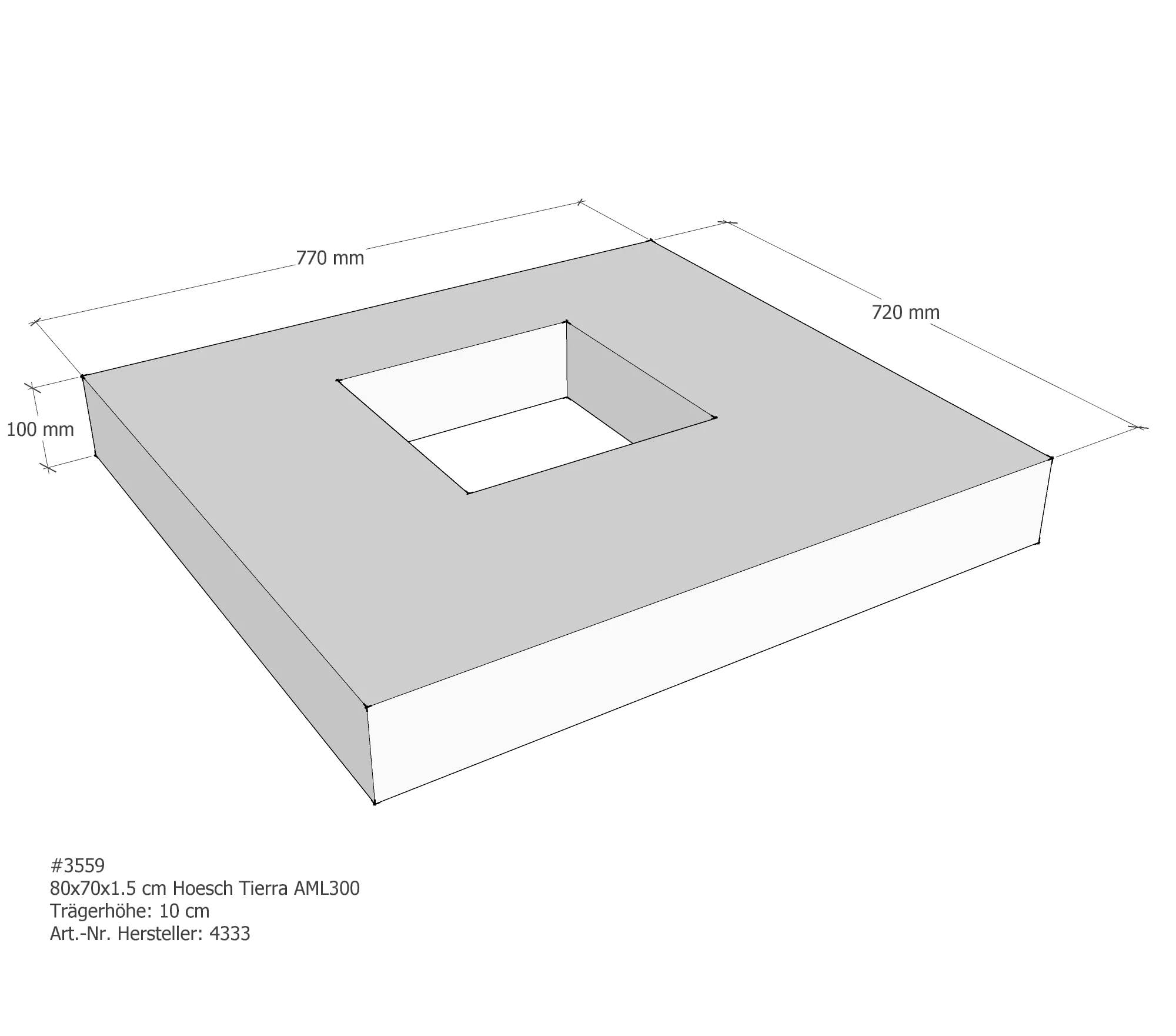 Duschwannenträger für Hoesch Tierra 80 × 70 × 1,5 cm