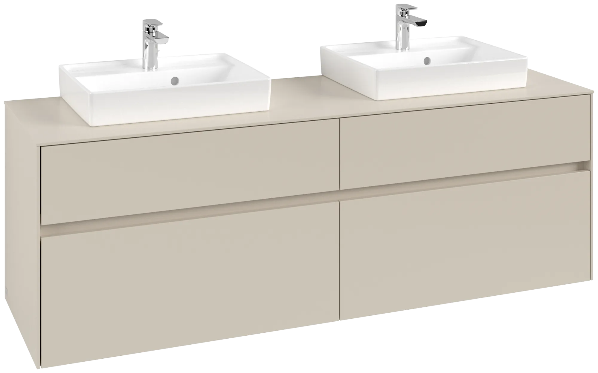 Villeroy & Boch Collaro Waschbeckenunterschrank C02100 1600x548x500mm 4 Ausz. für 2 WT Cashmere Grey