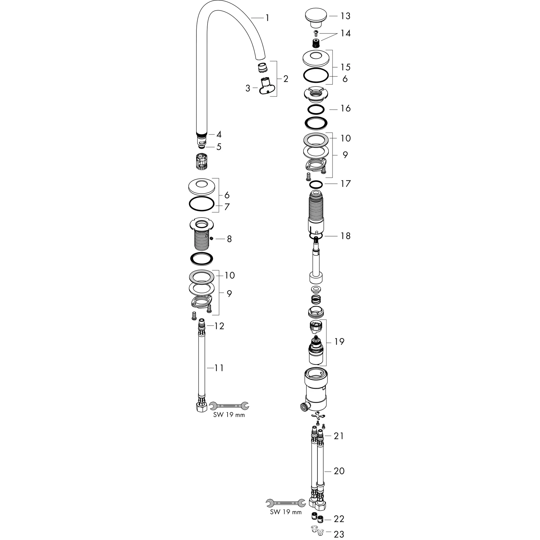 2-L.Waschtischmischer Select 260Axor One mit Push-Open Ablaufg.chrom