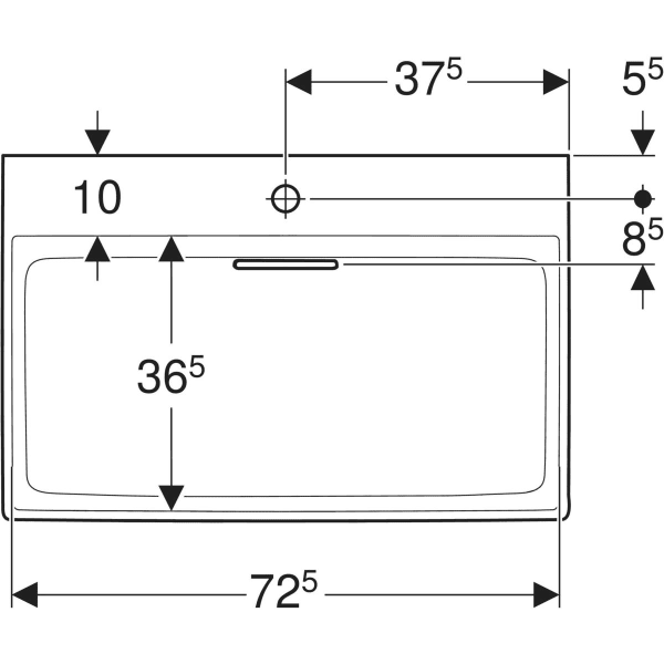 Wandwaschtisch „One“ mit horizontalem Ablauf, rechteckig, Hahnlochposition mittig 75 × 48 cm in weiß alpin mit KeraTect® Wandwaschtisch „One“ mit horizontalem Ablauf, rechteckig, Hahnlochposition mittig 75 × 48 cm in weiß alpin mit KeraTect®