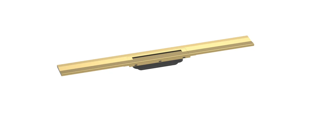 Hansgrohe RainDrain Flex Duschrinne 800 mm, wandangebunden, Polished Gold Optic, höhenverstellbar um 10 mm, bis zu 60 l/min Ablaufleistung
