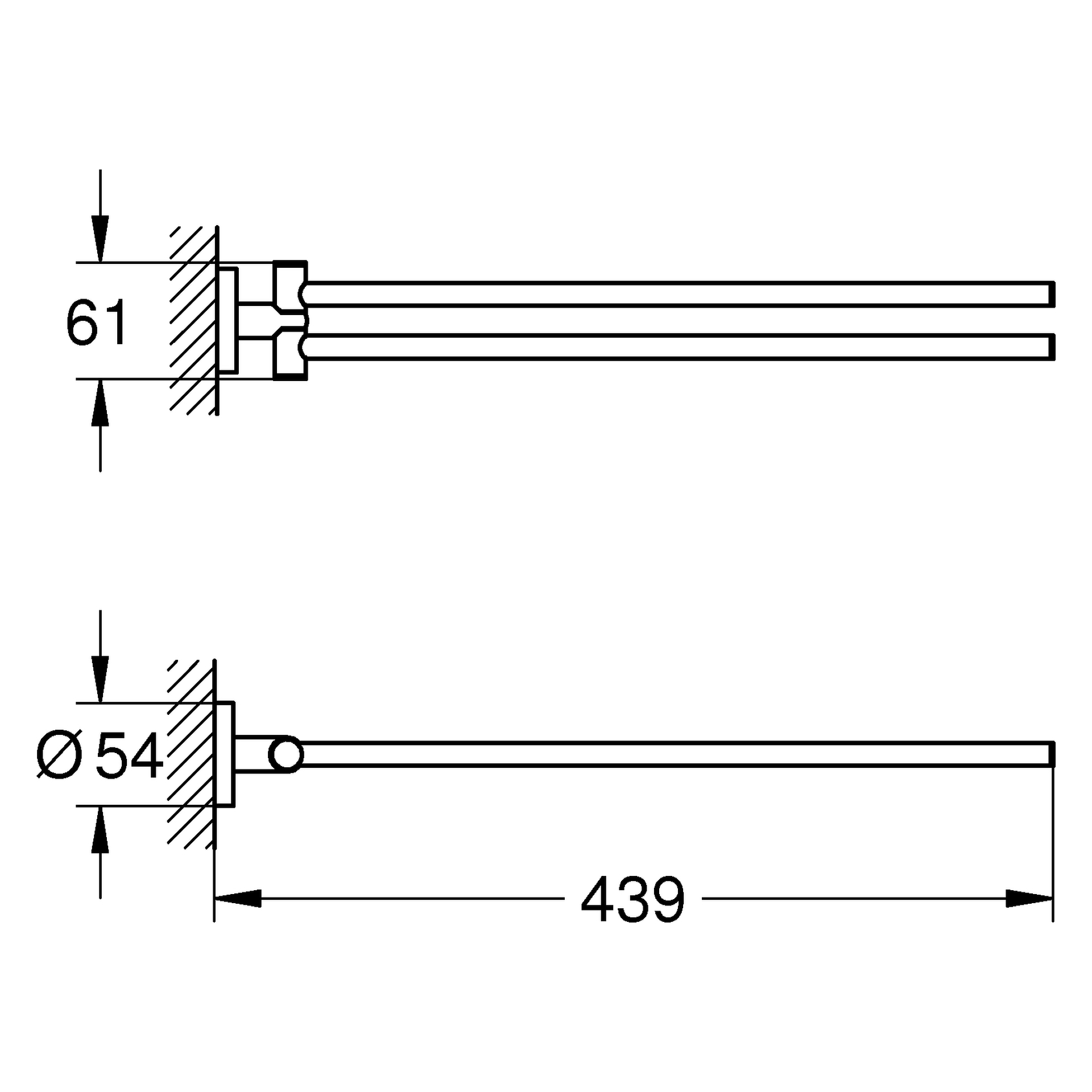 Handtuchhalter Essentials 40371_1, 2-armig, schwenkbar, 439 mm, chrom