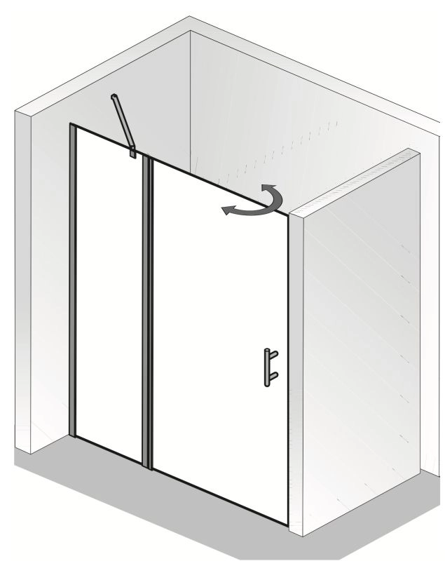 HSK gerahmte Drehtür an Nebenteil 2-teilig pendelbar „Favorit Nova“ Glas Klar hell, Profile Alu Silber-matt, H: 1950 mm HSK gerahmte Drehtür an Nebenteil 2-teilig pendelbar „Favorit Nova“ Glas Klar hell, Profile Alu Silber-matt, H: 1950 mm