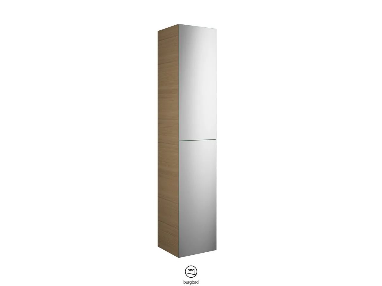 Hochschrank, 2 Spiegeltüren mit Tip-On-Technik;4 Einlegeböden;1 fester Boden, Tiefe: 350 mm, Breite: 350 mm, Höhe: 1760 mm