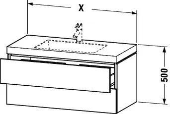 Duravit Möbelset c-shaped Set wandhängend wandhängend „L-Cube“ 80 × 50 × 48 cm Nussbaum gebürstet