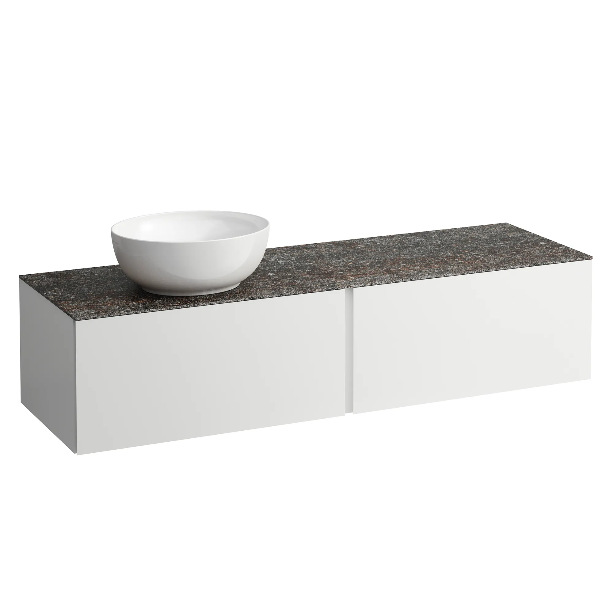 Schubladenelement (Waschtischunterbau+Waschtischplatte) ILBAGNOALESSI 500x1600x370 2 Schubladen integrierte versteckte Griffe seitlich Vollauszug Soft-Close Ausschnitt links Marrone Naturale Top passend zu Waschtisch H818975/6 H818977/8 Weiß matt Schubladenelement (Waschtischunterbau+Waschtischplatte) ILBAGNOALESSI 500x1600x370 2 Schubladen integrierte versteckte Griffe seitlich Vollauszug Soft-Close Ausschnitt links Marrone Naturale Top passend zu Waschtisch H818975/6 H818977/8 Weiß matt