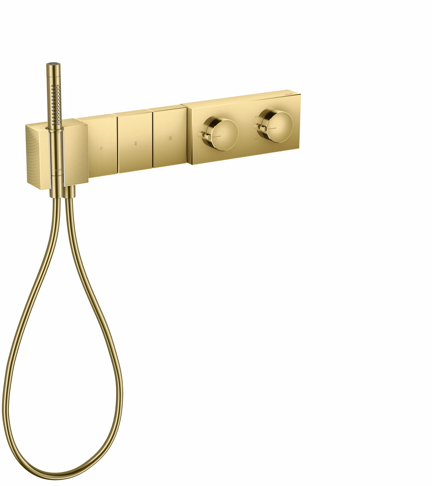 Hansgrohe AXOR Edge Thermostatmodul Select 540⁄100 Unterputz für 3 Verbraucher - Diamantschliff, Polished Gold Optic