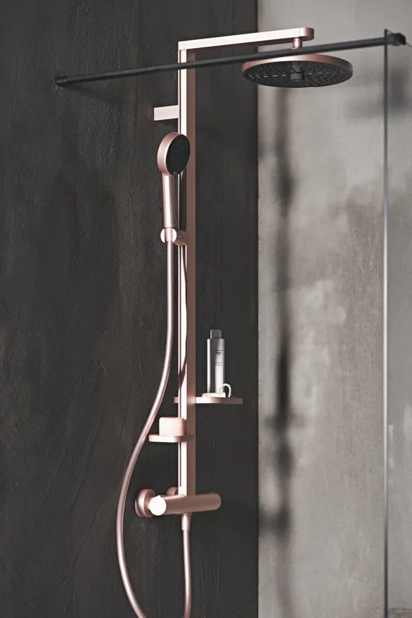 Ideal Standard Ceratherm Alu+ Duschsystem mit Thermostat, 2 Handbrause & 2 Kopfbrause, Rosé Ideal Standard Ceratherm Alu+ Duschsystem mit Thermostat, 2 Handbrause & 2 Kopfbrause, Rosé