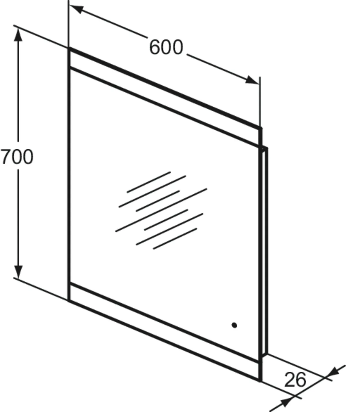 Ideal Standard MIRROR&LIGHT Wandspiegel T3346BH, 35W mit seitl. Ambientelicht, 600x26x700mm