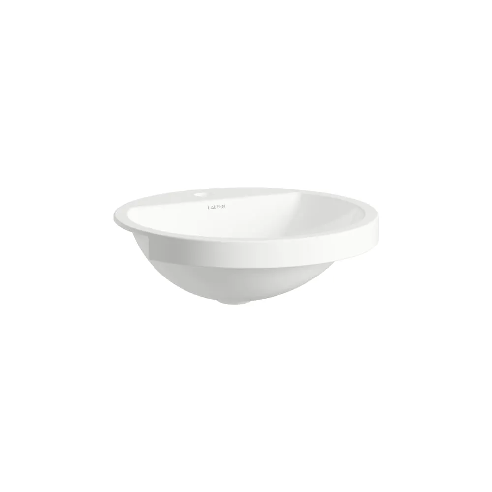 Laufen Halbeinbau-Waschtisch FORM, rund, glasierter Stahl, 450 x 450 x 163 mm in weiß Laufen Halbeinbau-Waschtisch FORM, rund, glasierter Stahl, 450 x 450 x 163 mm in weiß