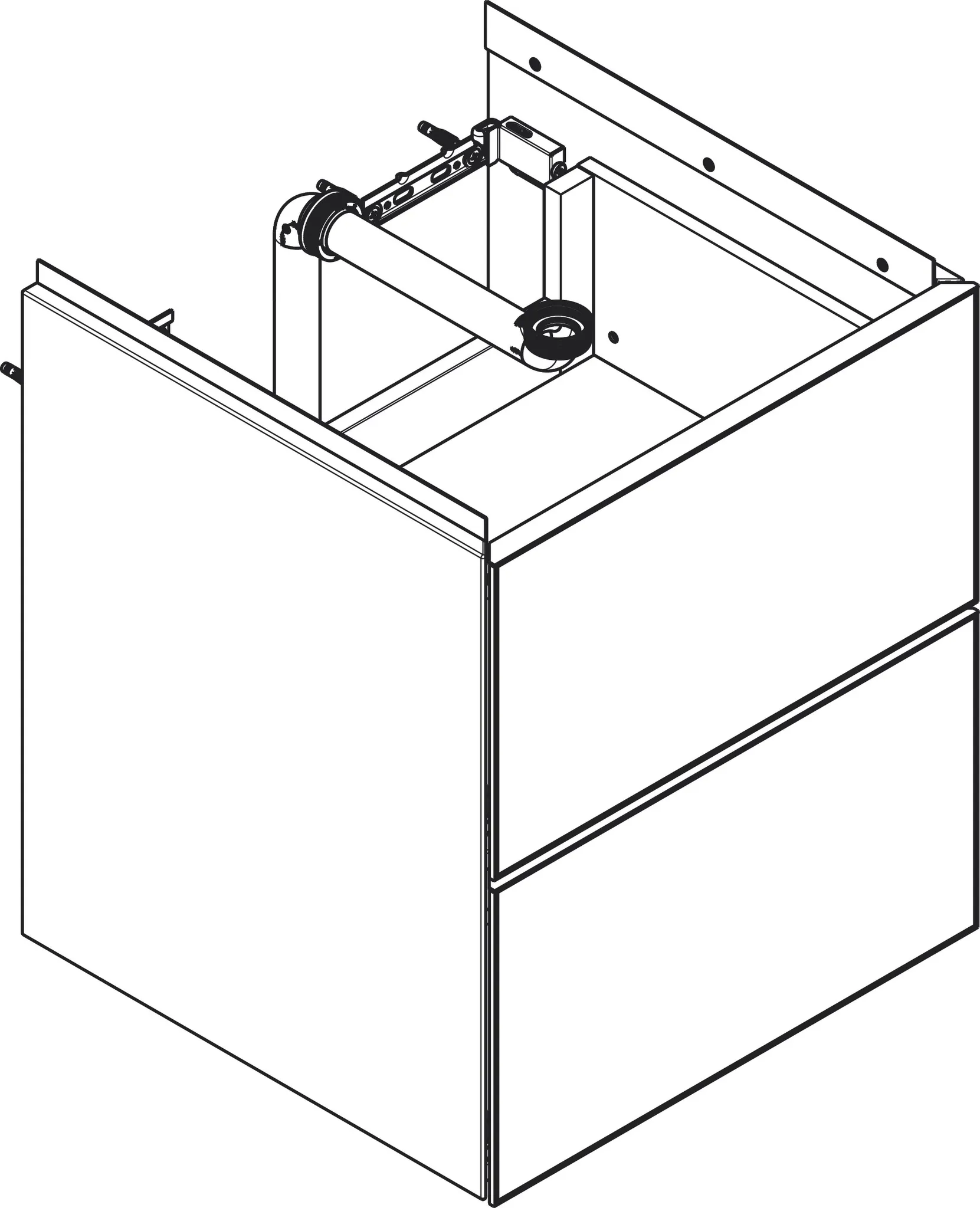 Xevolos E Waschtischunterschrank Mattweiß 480/475 mit 2 Schubkästen für Handwaschbecken Weiß Metallic