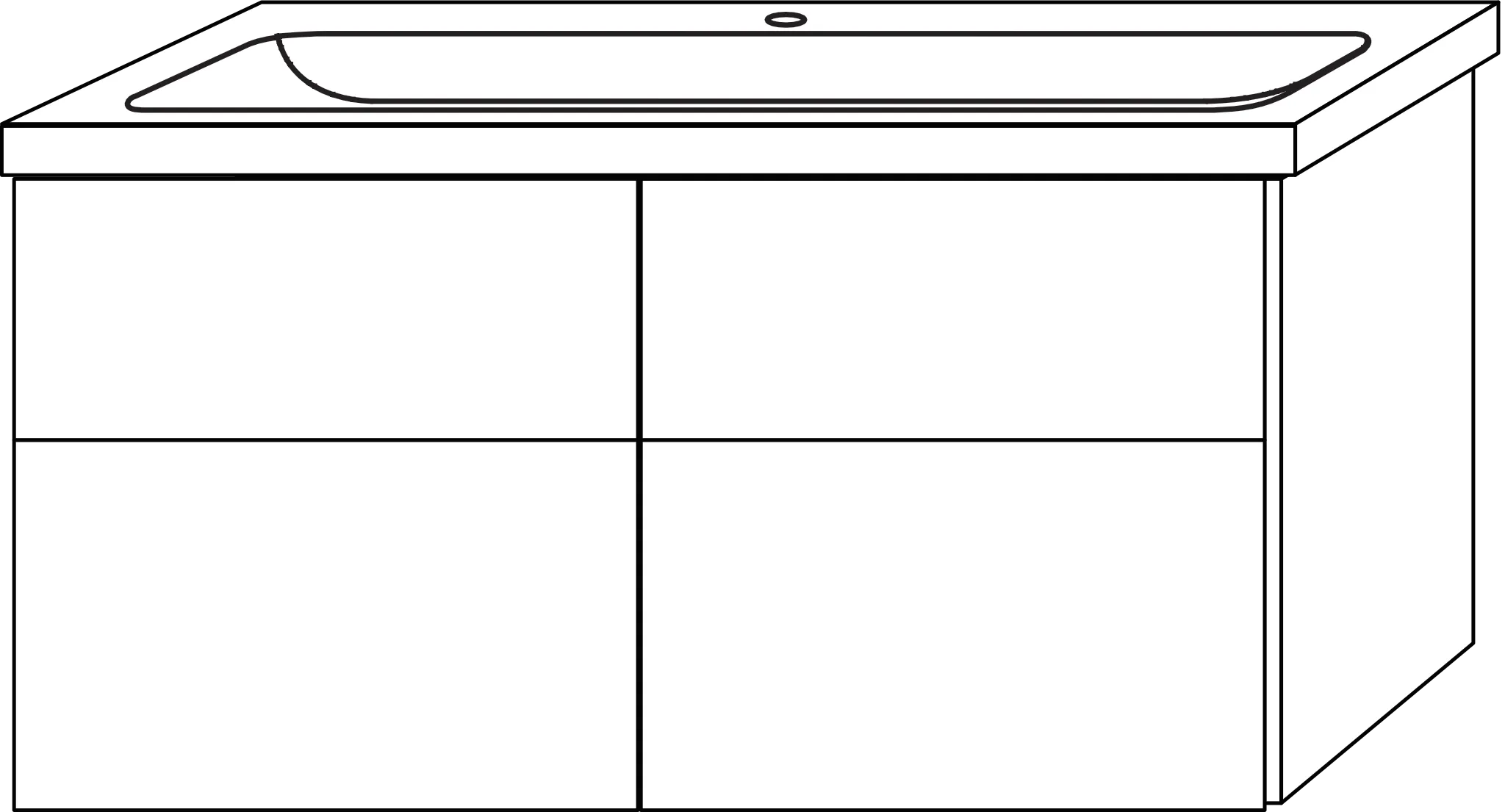 Waschtischunterbau mit Auszügen 3way (BP466) 591x1160x457 Graphit-Matt