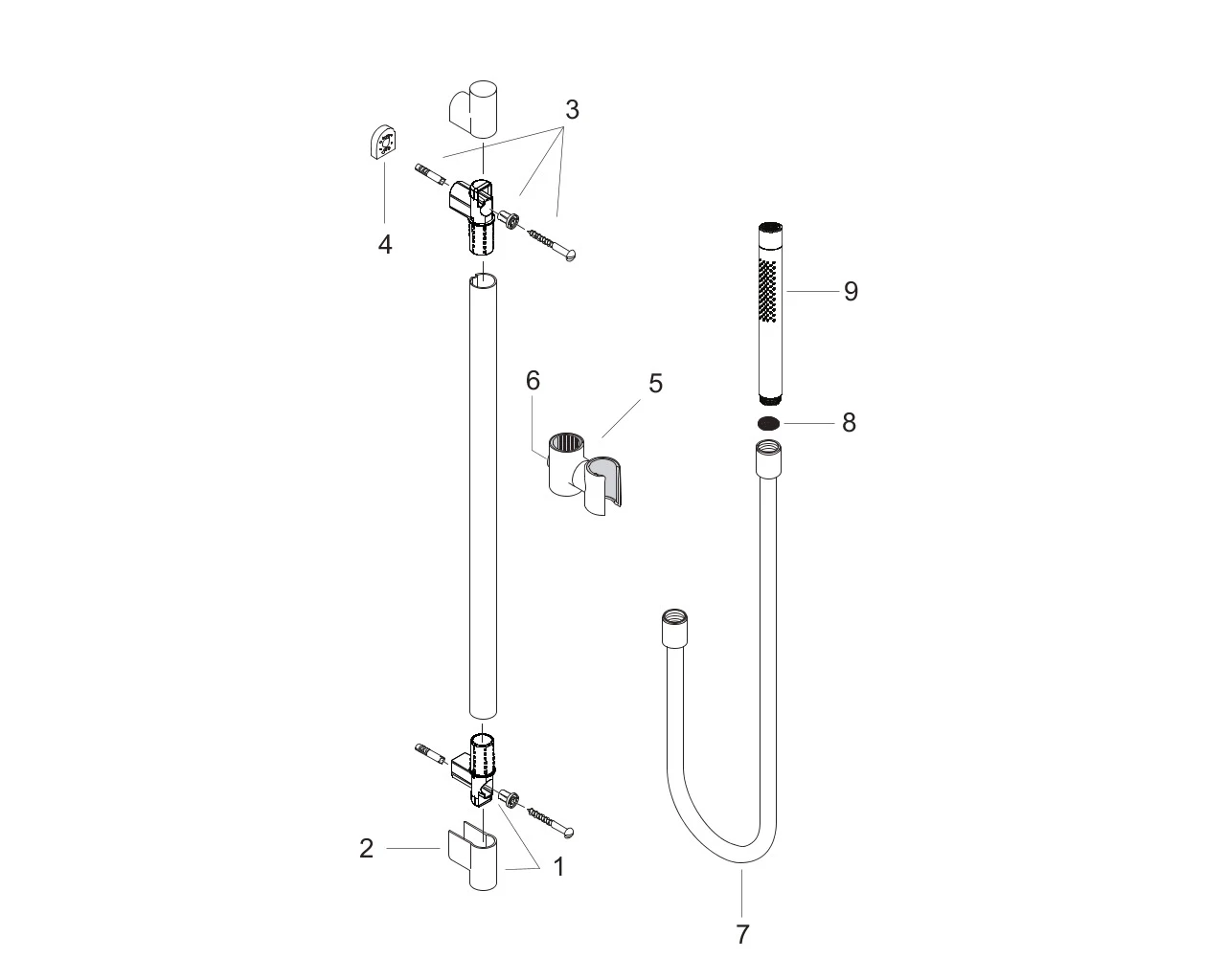 Brausenset Axor Starck 900mm chrom mit Schlauch 1600mm und Handbrause