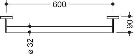 Mobiler Haltegriff, D:32, L=600mm, chrom