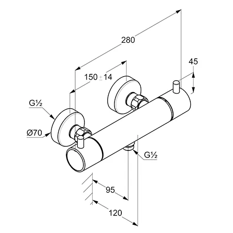Kludi BOZZ Therm.-Brausearmatur ohne Brausegarnitur chrom