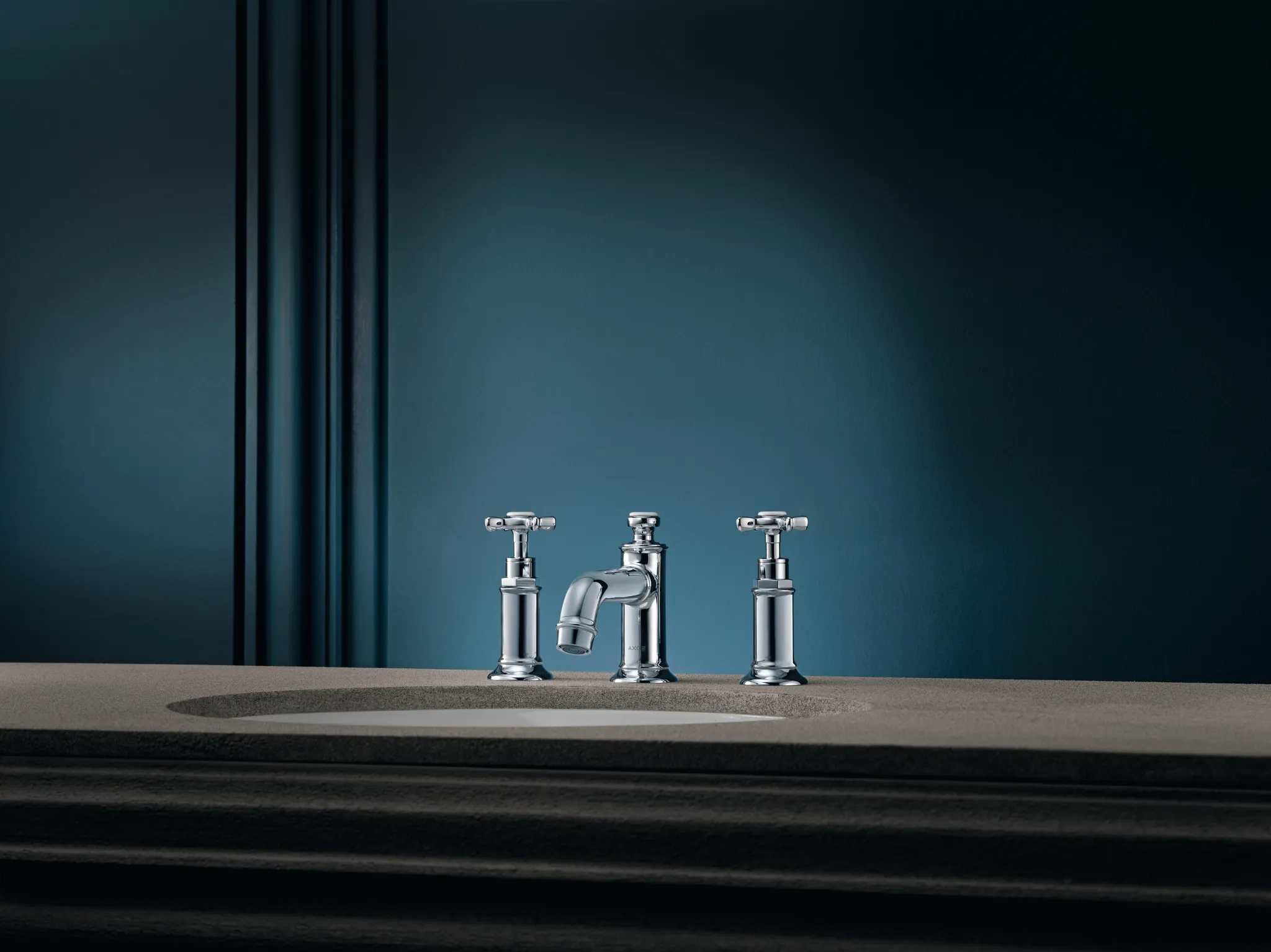 Hansgrohe AXOR Montreux 3-Loch Waschtischarmatur 30 mit Kreuzgriffen und Zugstangen-Ablaufgarnitur, Chrom Hansgrohe AXOR Montreux 3-Loch Waschtischarmatur 30 mit Kreuzgriffen und Zugstangen-Ablaufgarnitur, Chrom