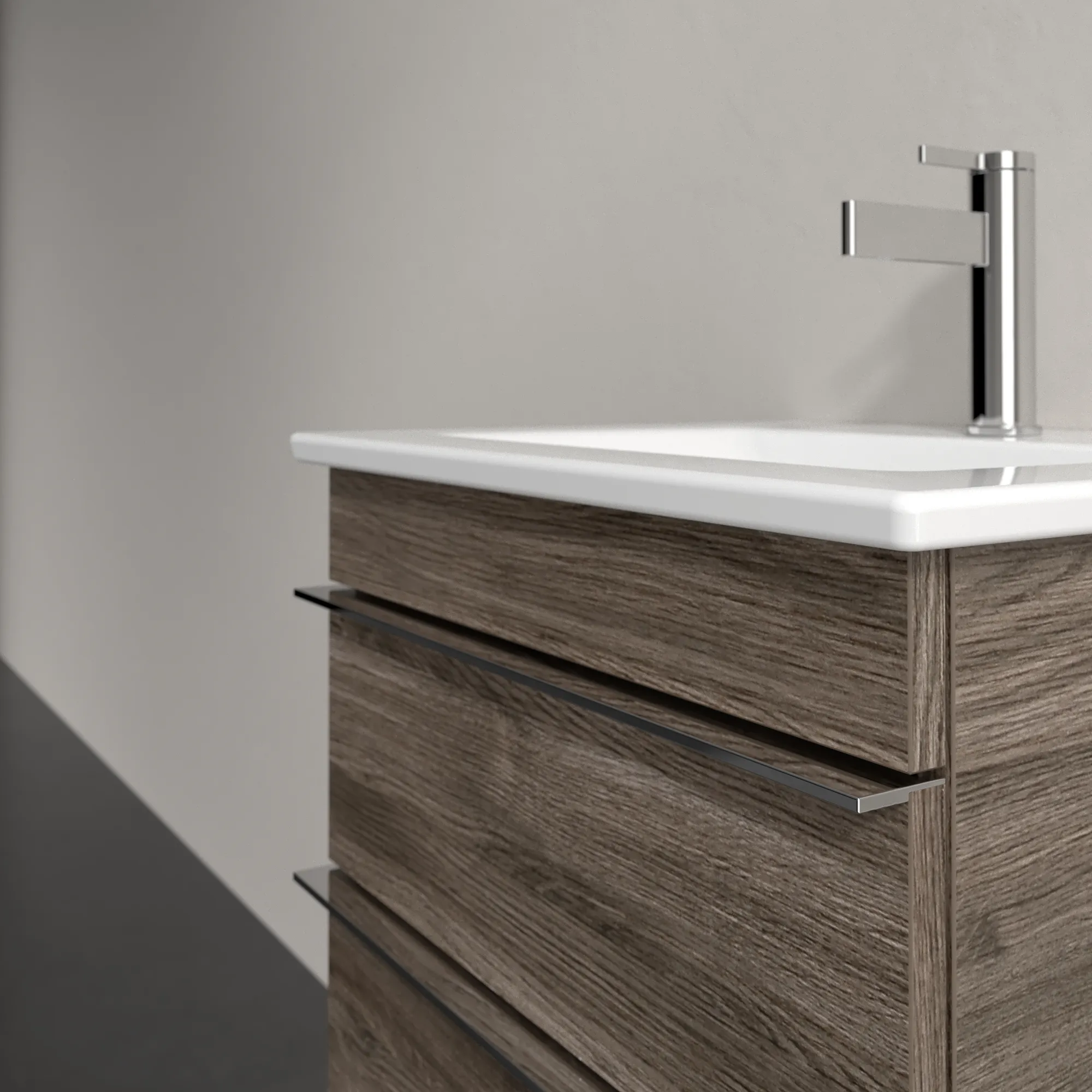 Villeroy & Boch Waschtischunterschrank „Venticello“ für Schrankwaschtisch 466 × 590 × 425 mm Stone Oak, für Becken mittig Villeroy & Boch Waschtischunterschrank „Venticello“ für Schrankwaschtisch 466 × 590 × 425 mm Stone Oak, für Becken mittig