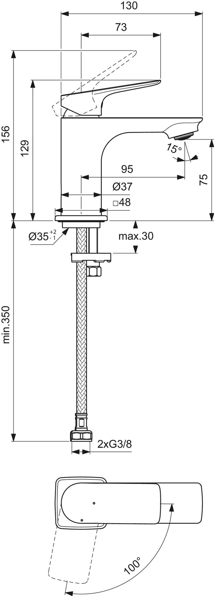 Einhand-Waschtischarmatur „Ceralife C“ Ausladung 95 mm Einhand-Waschtischarmatur „Ceralife C“ Ausladung 95 mm