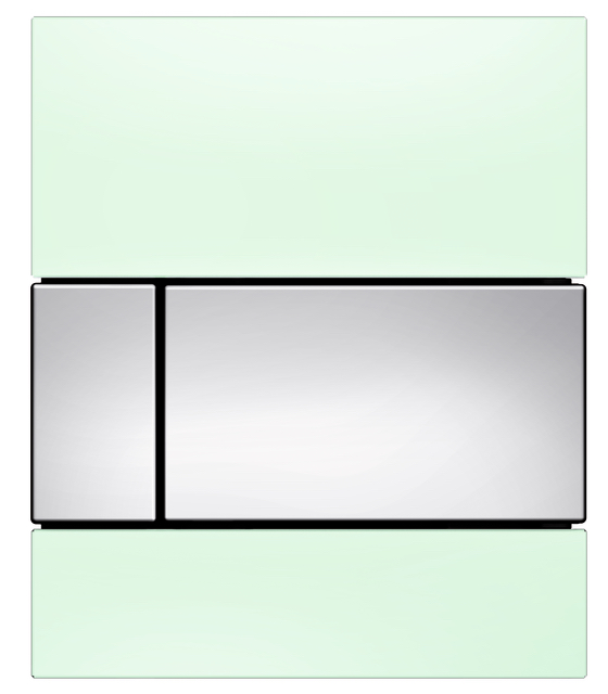 TECEsquare Urinal-Betätigungsplatte mit Kartusche Glas grün Taste Chrom glänzend