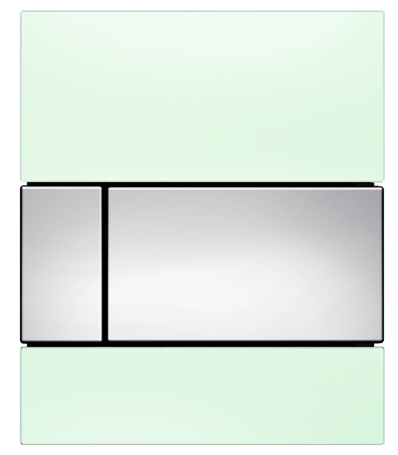 TECEsquare Urinal-Betätigungsplatte mit Kartusche Glas grün Taste Chrom glänzend TECEsquare Urinal-Betätigungsplatte mit Kartusche Glas grün Taste Chrom glänzend
