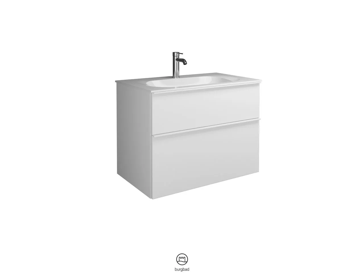 burgbad Badmöbelset „Fiumo“ 860 × 650 mm Griff, Chrom (230 mm), in Tectona Dekor Zimt