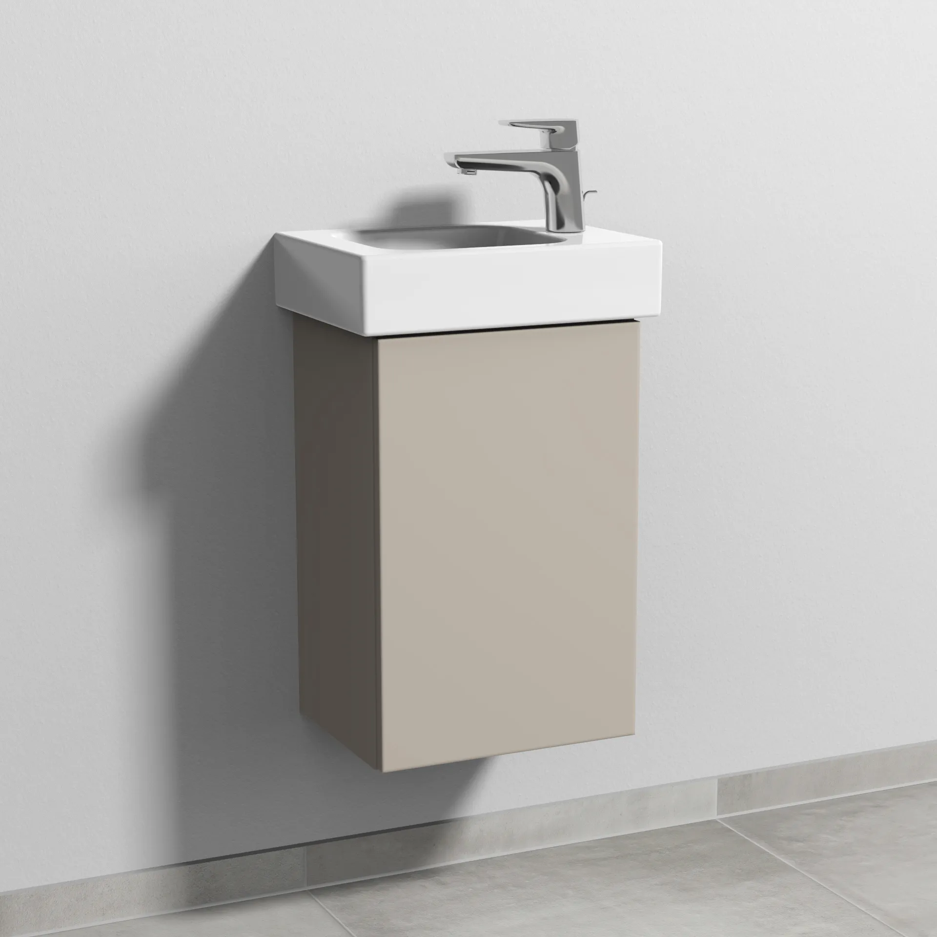 Sanipa Waschtischunterschrank „3way“ passend zu Keramik-Waschtische iCon von Geberit 335 × 523 × 267 mm in Kaschmir (matt), Anschlag rechts
