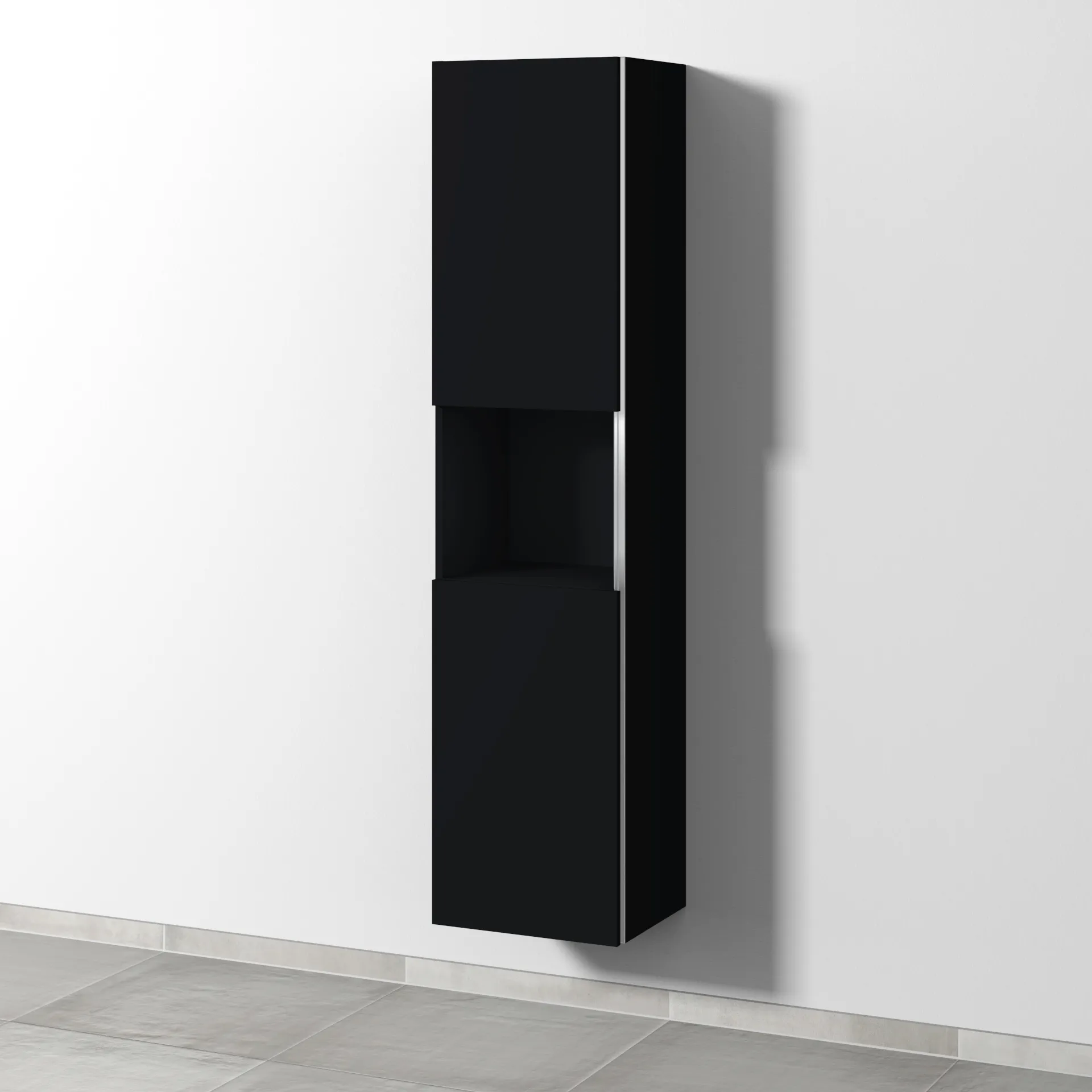 Sanipa Hochschrank „3way“ 400 × 1700 × 345 mm Anschlag links, in Schwarz (matt), Anschlag links