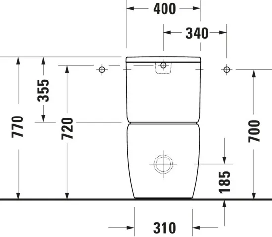 Duravit Qatego Stand-WC TS f. Kombination Rimless,Abg. Vario, Weiß HG