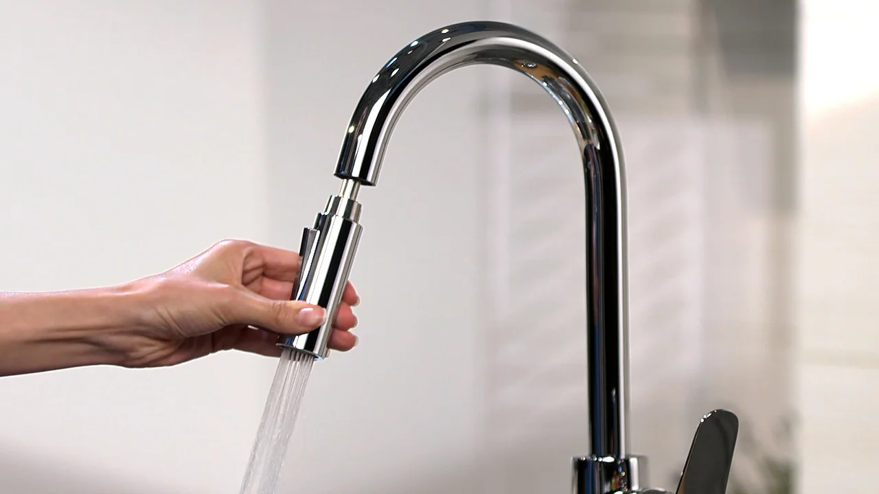 Hansgrohe Spültischmischer Focus M41, Chrom, Ausziehbrause 2jet, ComfortZone 240, Schwenkbereich 110° oder 150°, max. Durchfluss 10 l/min, Keramikmischsystem