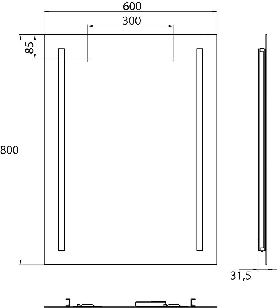 Lichtspiegel MI 120, 600 x 800 mm4000K, Raumschaltung IP 44