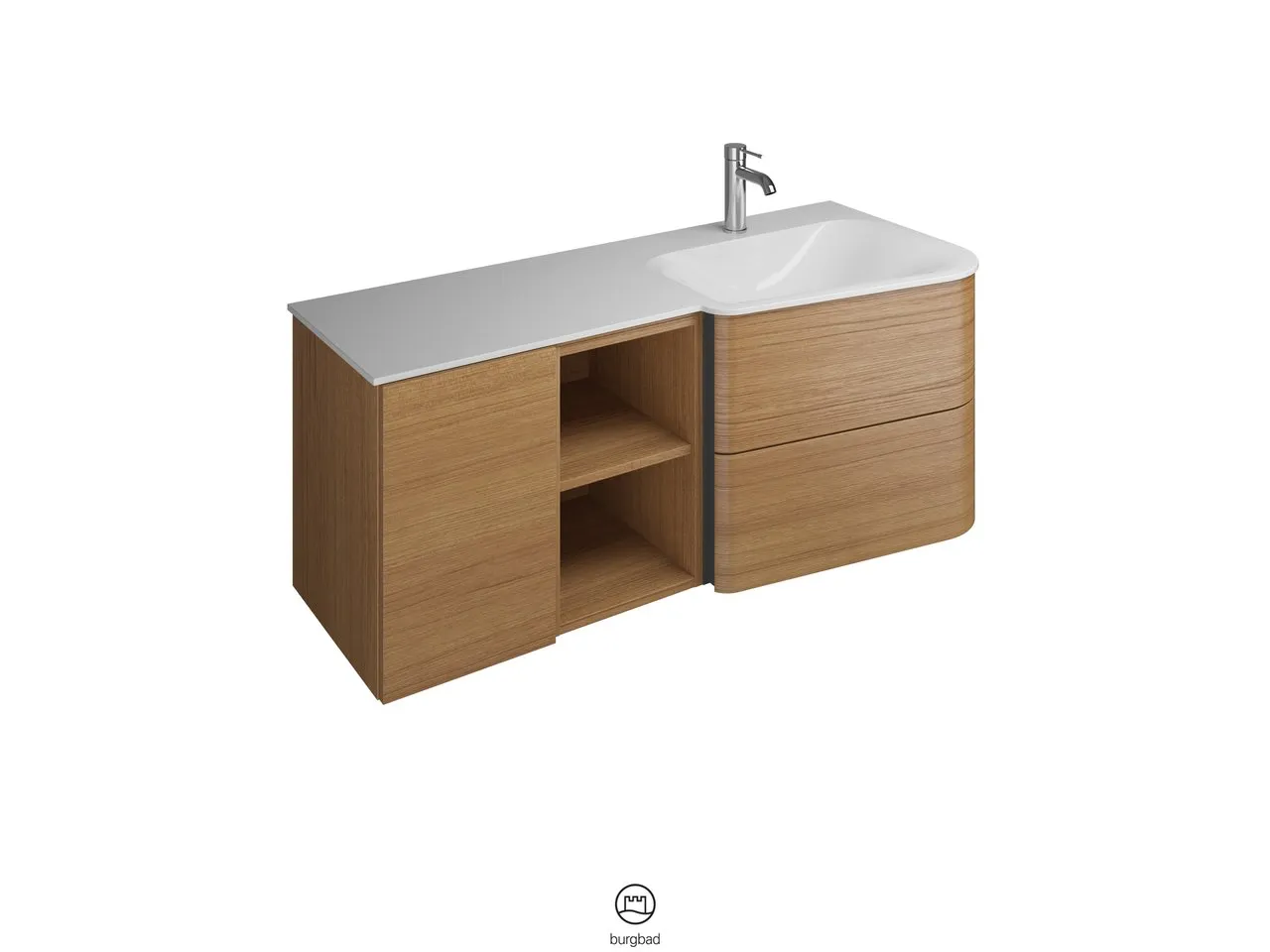 burgbad Badmöbelset „Badu“ Griffleiste, Weiß, in Weiß Matt burgbad Badmöbelset „Badu“ Griffleiste, Weiß, in Weiß Matt