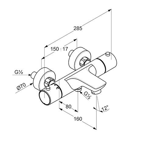 OBJEKTA Therm.Badearmatur ohneBrausegarnitur chrom OBJEKTA Therm.Badearmatur ohneBrausegarnitur chrom