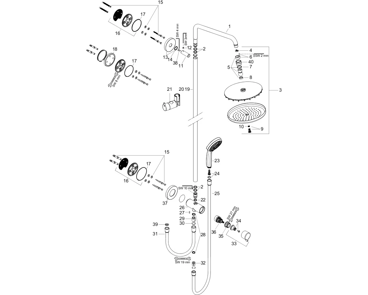 Showerpipe Croma 220 Reno chrom