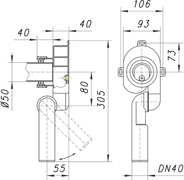 Urinal-Absaug-Siphon HL 430, DN 40