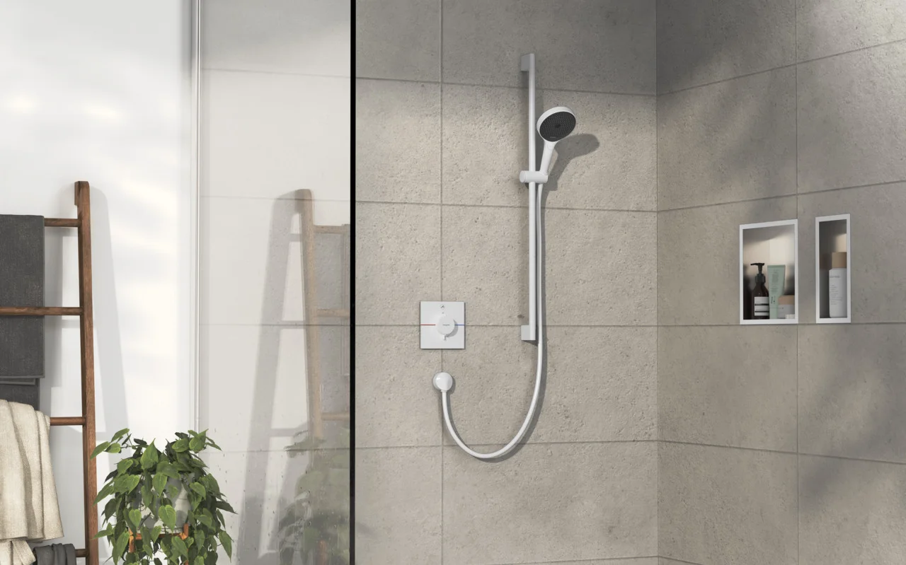 Hansgrohe ShowerSelect Comfort E Thermostat Unterputz, Mattweiß, 1 Verbraucher, flache Rosette, einfache Installation