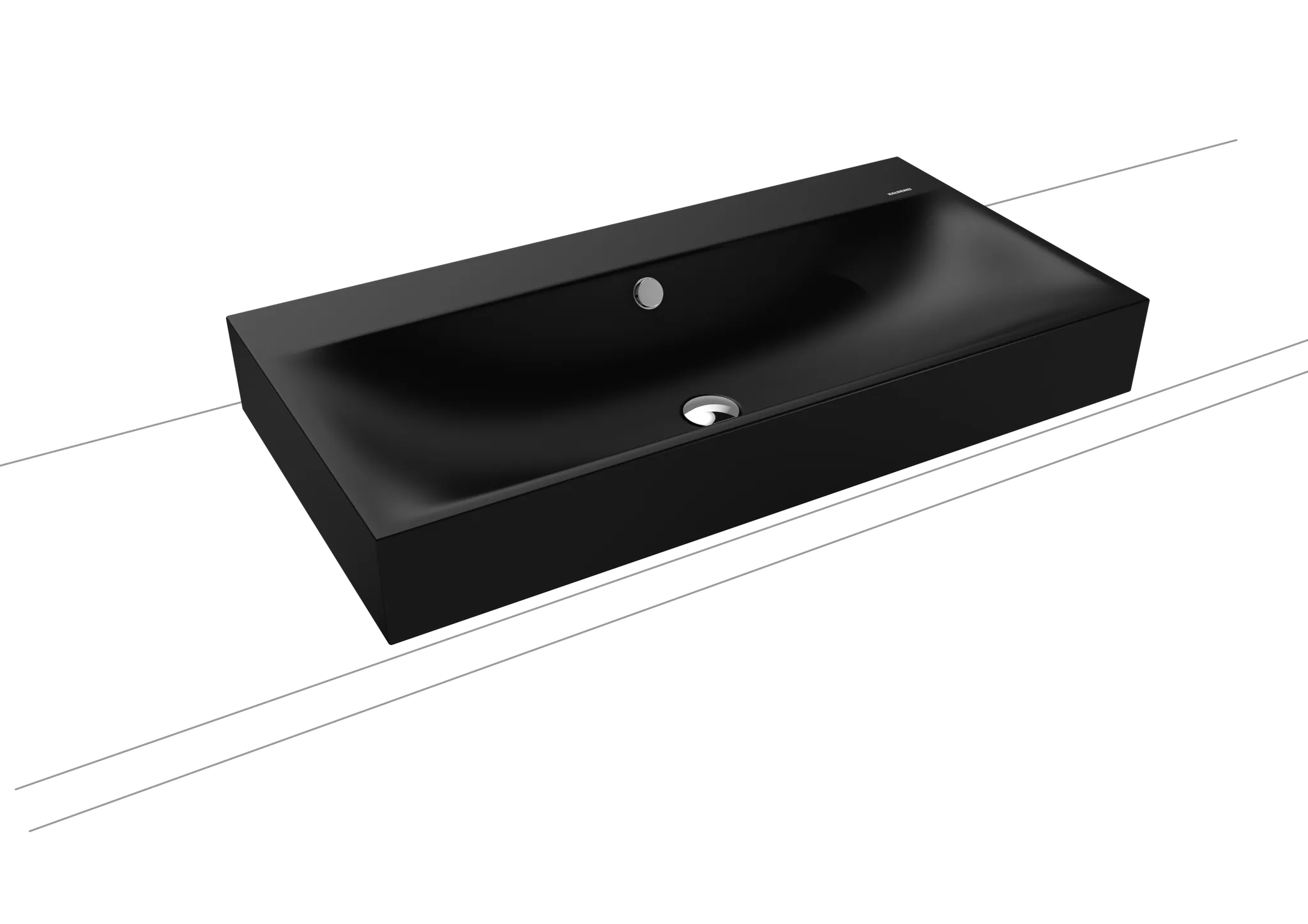 Aufsatzwaschtisch „Silenio“ 90 × 46 cm, ohne Hahnlochbohrung in schwarz matt, mit Perl-Effekt Aufsatzwaschtisch „Silenio“ 90 × 46 cm, ohne Hahnlochbohrung in schwarz matt, mit Perl-Effekt