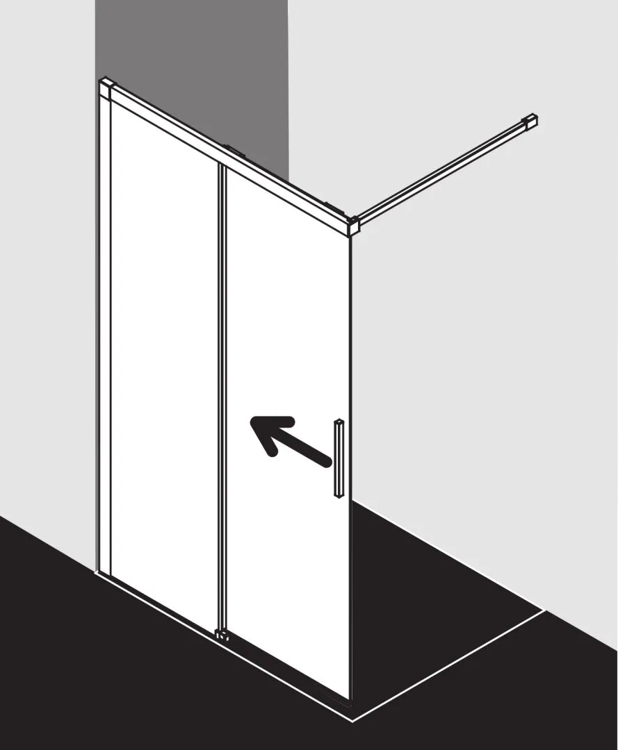 Kermi Duschdesign Walk-In-Duschkabine WALK-IN Wall Gleit links „NICA“ Glas Klar, Profile Silber Hochglanz, BV: 975 - 1000 mm WE: 985 - 1010 mm H: 1850 mm