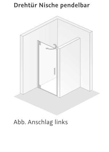 HSK Drehtür Nische pendelbar „K2P“ Glas Mattierung mittig (65 cm), Profile Chromoptik (Alu Hochglanz poliert), Scharniere nicht pendelbar, H: 2000 mm HSK Drehtür Nische pendelbar „K2P“ Glas Mattierung mittig (65 cm), Profile Chromoptik (Alu Hochglanz poliert), Scharniere nicht pendelbar, H: 2000 mm