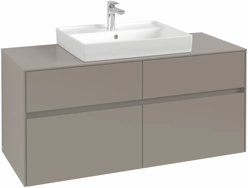 Villeroy & Boch Waschtischunterschrank „Collaro“ 1200 × 548 × 500 mm Cashmere Grey, ohne Beleuchtung, für Becken mittig