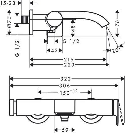 Wannenmischer Aufputz Vivenis chrom Wannenmischer Aufputz Vivenis chrom