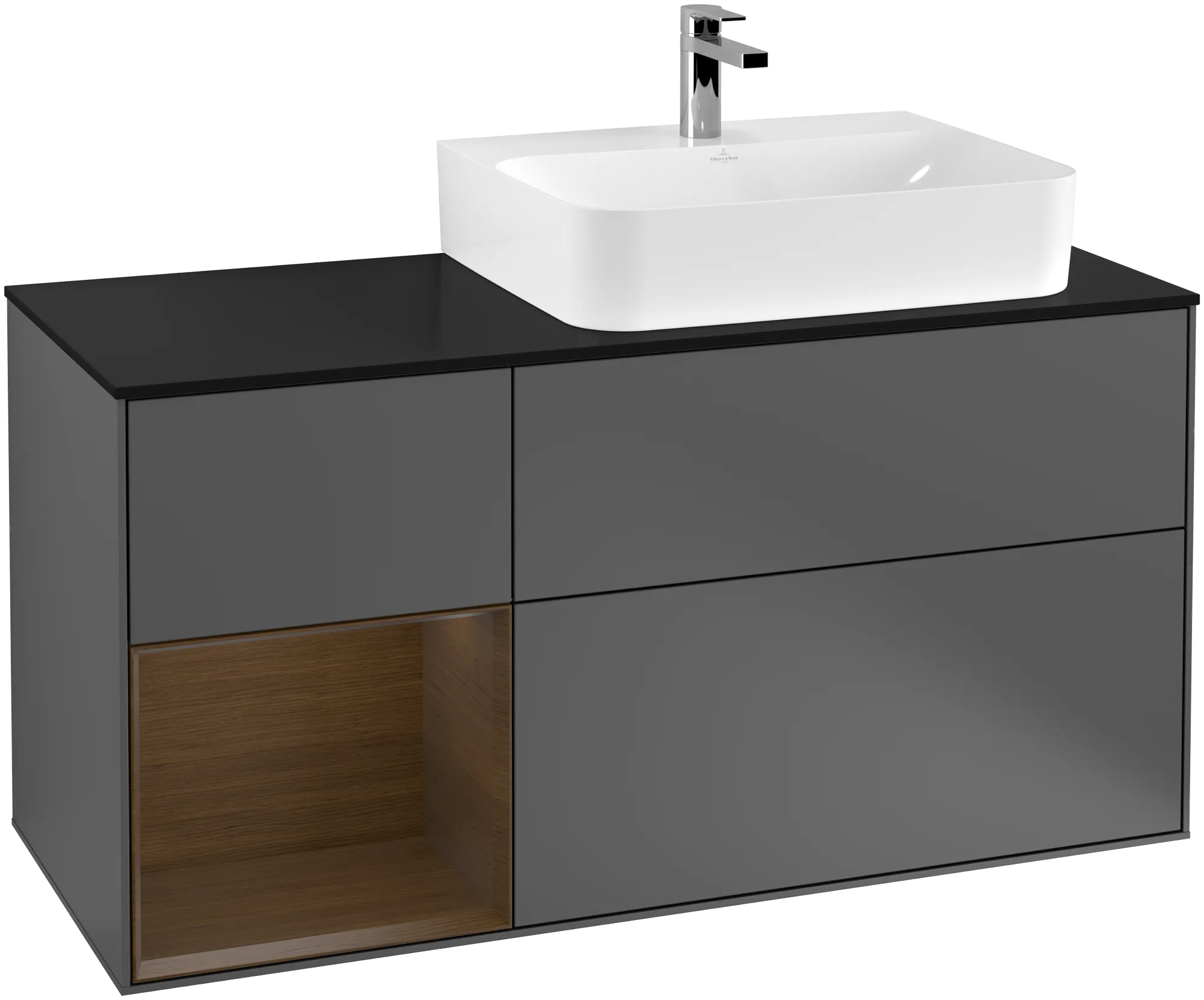 Villeroy & Boch Finion Waschbeckenunterschrank G14 1200x603x501mm Anthracite Matt/GN/Walnut Glass Black Matt